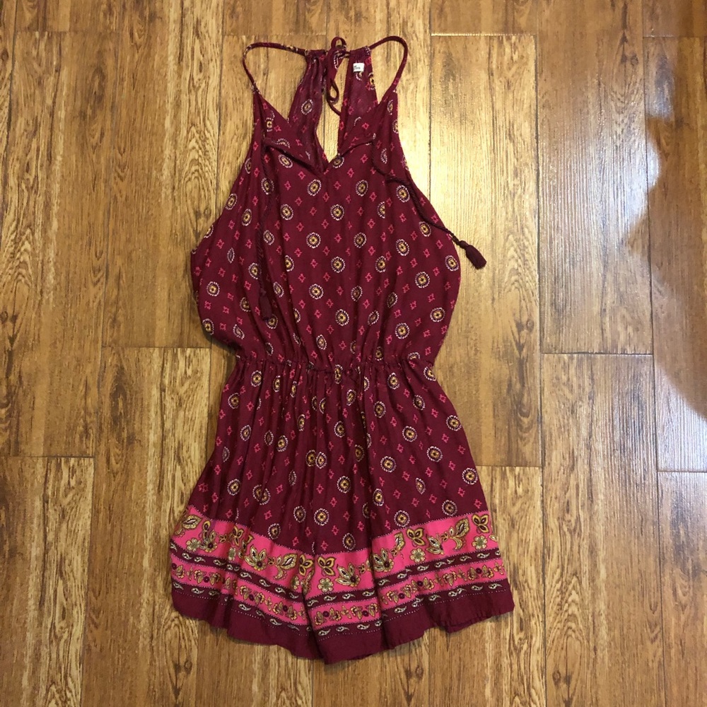 Burgundy Pattern Romper